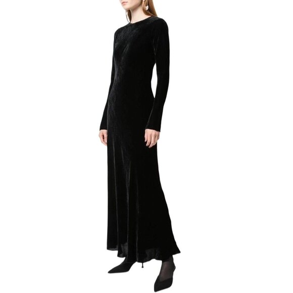 SIES MARJAN BLACK VELVET BIAS CUT LONG DRESS EVENING GOWN SIZE 0 - Picture 1 of 12